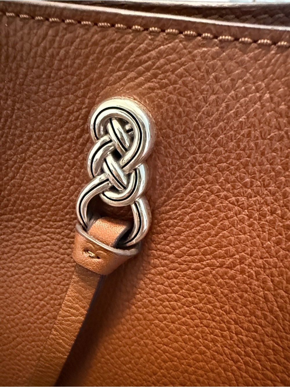 Brighton Bourbon color Leather Crossbody with Woven Trim - Picture 3 of 7